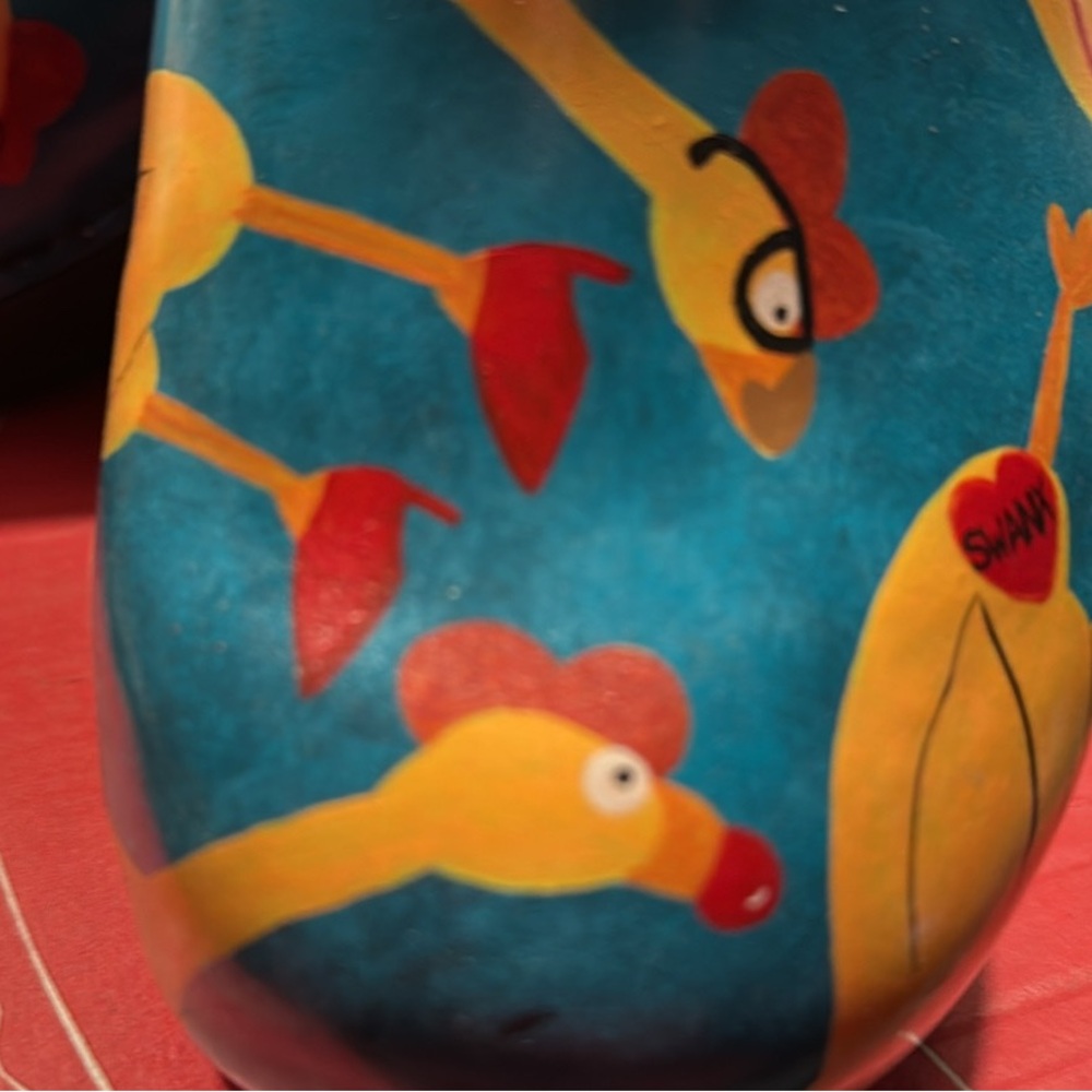 Sanita Blue Chicken Print Mules